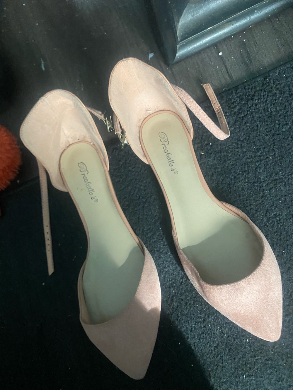 Breckelles Blush Pink Pointed-Toe Ankle-Strap Heels
